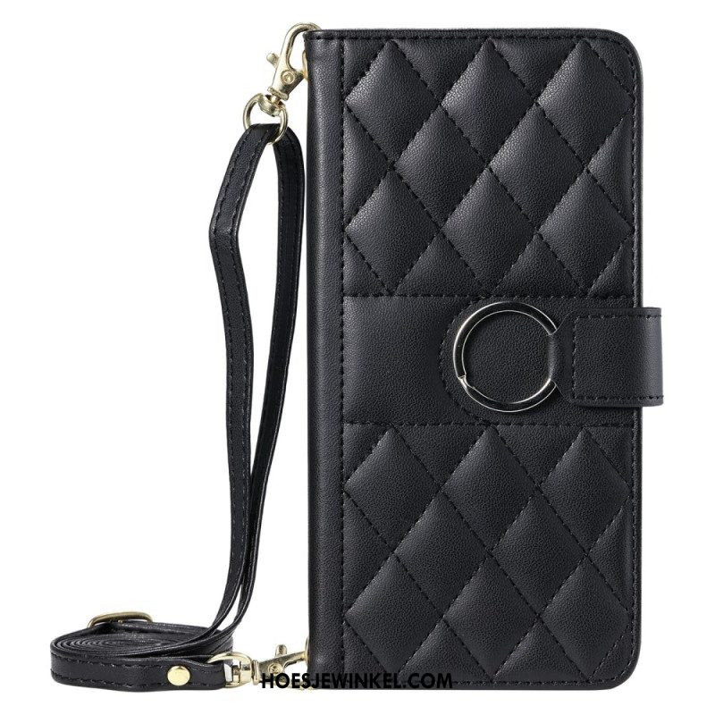 Leren Hoesje Voor iPhone 17 Premium Design Met Koord En Schouderband