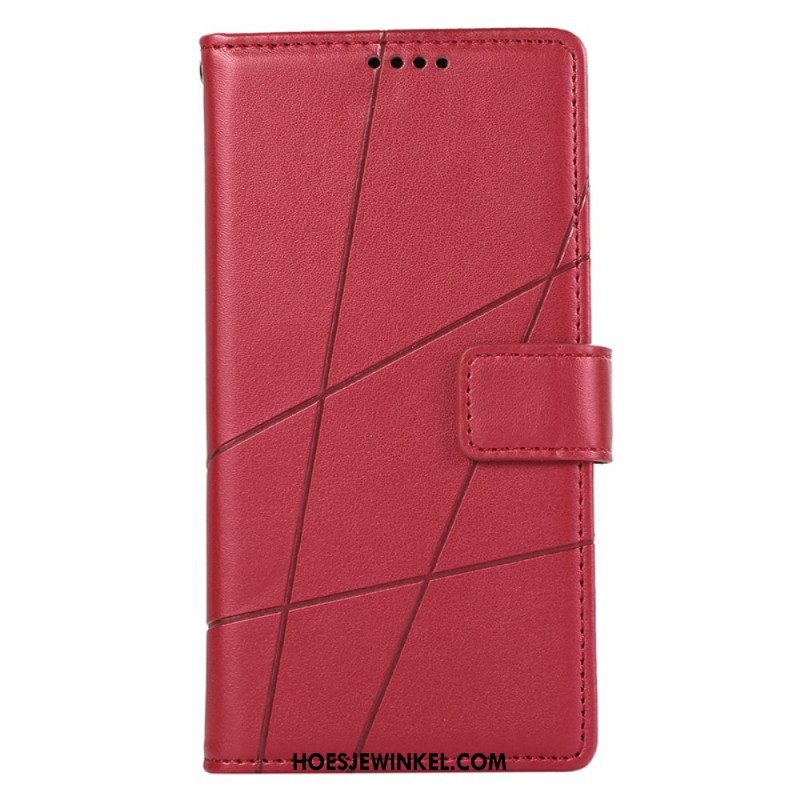 Leren Hoesje Xiaomi 14 Pro Lijnen Met Riempje Bescherming Hoesje