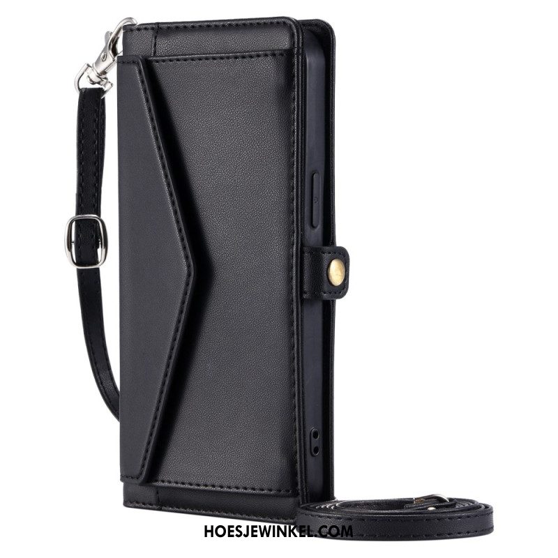 Leren Hoesje Xiaomi 15 Pro Clutch-model Met Bandje En Schouderband Bescherming Hoesje