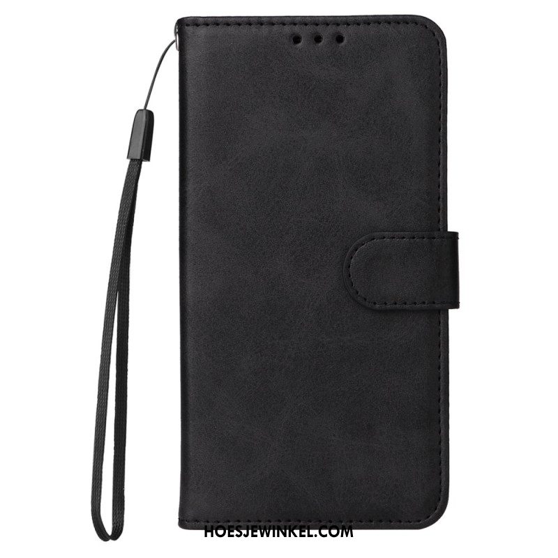 Leren Hoesje Xiaomi 15 Pro Effen Leerlook Met Bandje Bescherming Hoesje