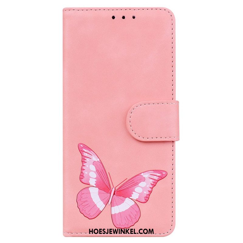 Leren Hoesje Xiaomi 15 Pro Vlinder Suède-effect Bescherming Hoesje