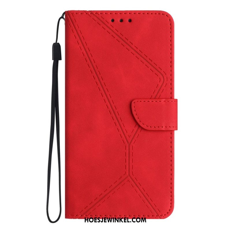 Leren Hoesje Xiaomi 15 Suède-effect Met Lijnen En Strepen Bescherming Hoesje