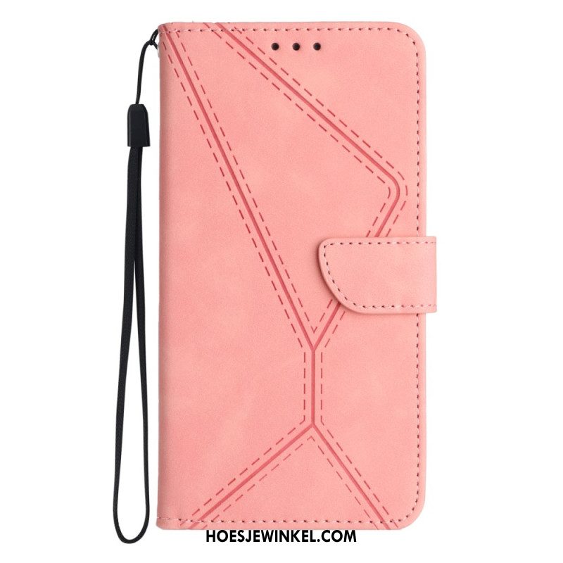 Leren Hoesje Xiaomi 15 Suède-effect Met Lijnen En Strepen Bescherming Hoesje