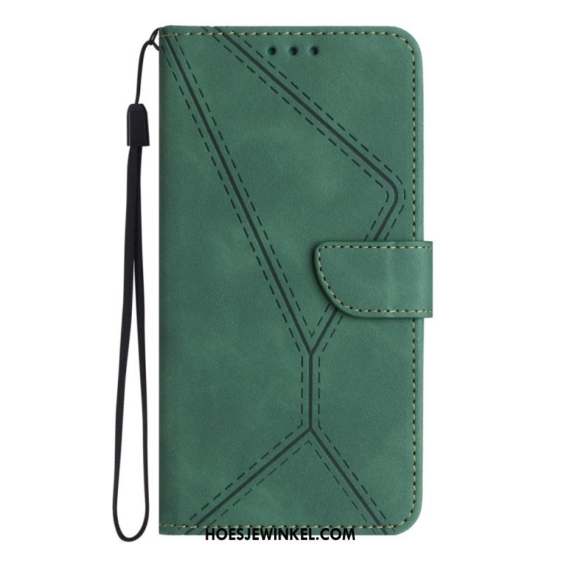 Leren Hoesje Xiaomi 15 Suède-effect Met Lijnen En Strepen Bescherming Hoesje