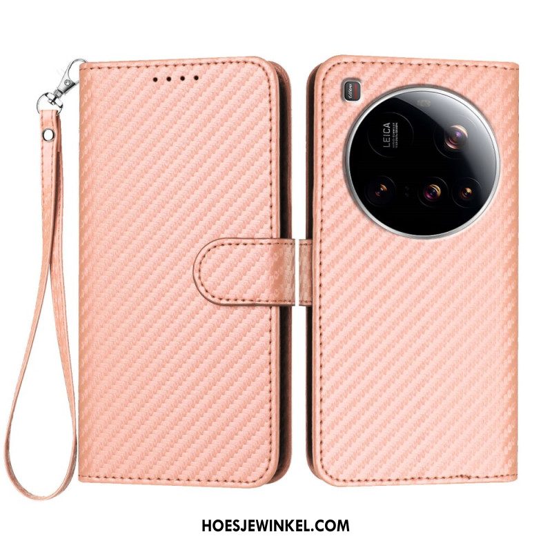 Leren Hoesje Xiaomi 15 Ultra Gestructureerde Koolstofvezel Bescherming Hoesje