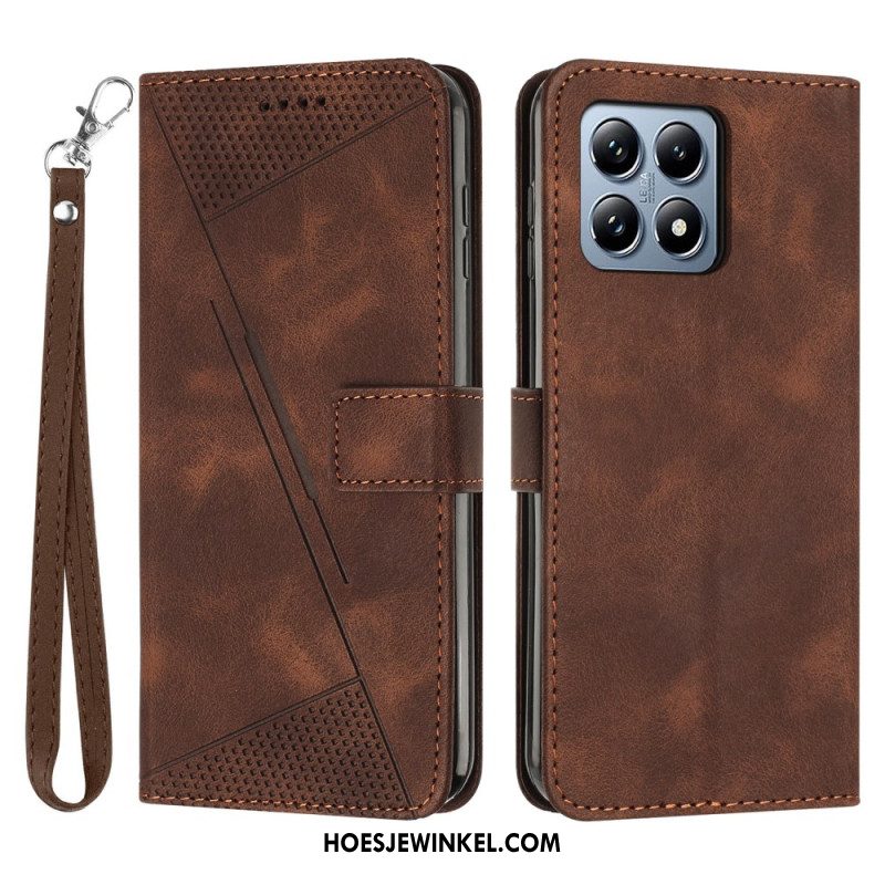 Leren Hoesje Xiaomi 15t Driehoekig Patroon Met Bandje