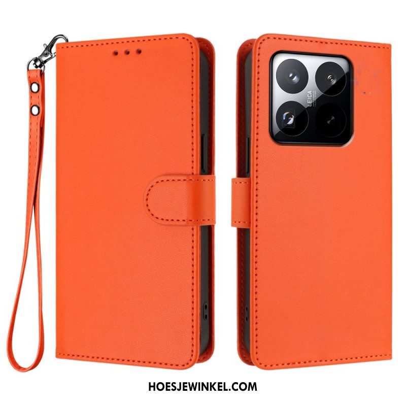 Leren Hoesje Xiaomi 15t Effen Met Bandje Bescherming Hoesje