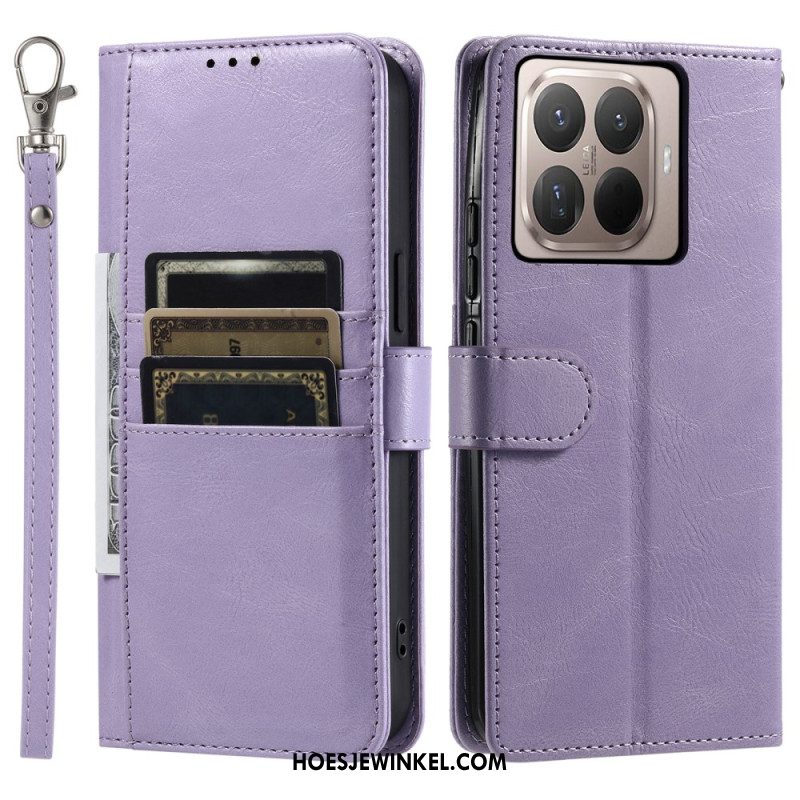 Leren Hoesje Xiaomi 15t Pro 6 Kaartsleuven En Koord Bescherming Hoesje