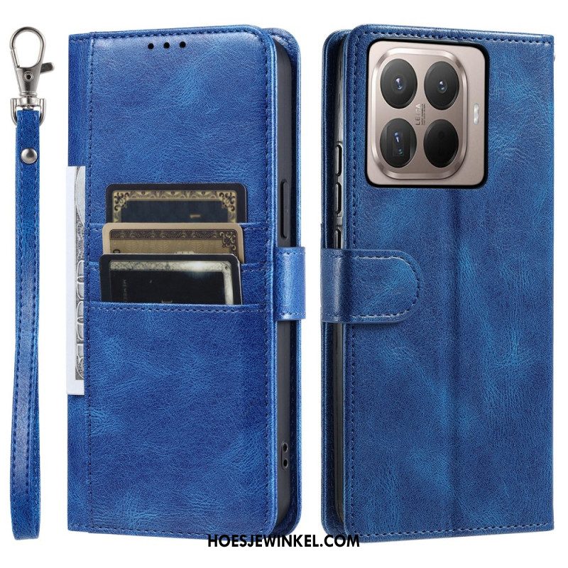 Leren Hoesje Xiaomi 15t Pro 6 Kaartsleuven En Koord Bescherming Hoesje