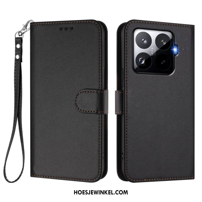 Leren Hoesje Xiaomi 15t Pro Magsafe Lederlook Met Bandje Bescherming Hoesje