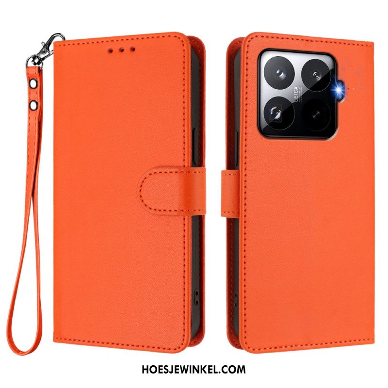 Leren Hoesje Xiaomi 15t Pro Magsafe Lederlook Met Bandje Bescherming Hoesje