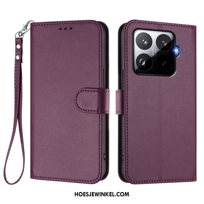 Leren Hoesje Xiaomi 15t Pro Magsafe Lederlook Met Bandje Bescherming Hoesje