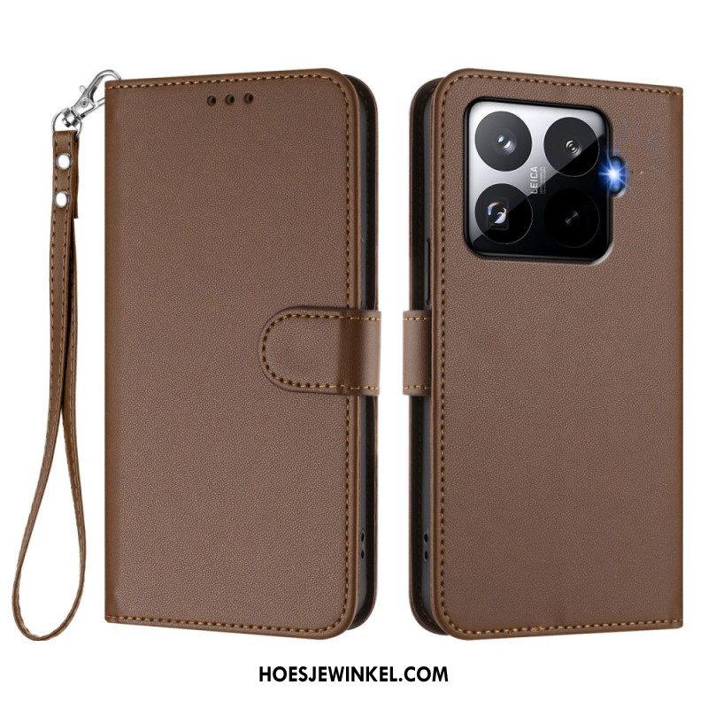 Leren Hoesje Xiaomi 15t Pro Magsafe Lederlook Met Bandje Bescherming Hoesje