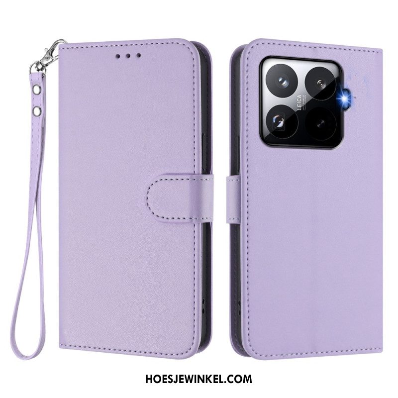 Leren Hoesje Xiaomi 15t Pro Magsafe Lederlook Met Bandje Bescherming Hoesje