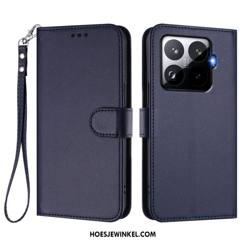 Leren Hoesje Xiaomi 15t Pro Magsafe Lederlook Met Bandje Bescherming Hoesje