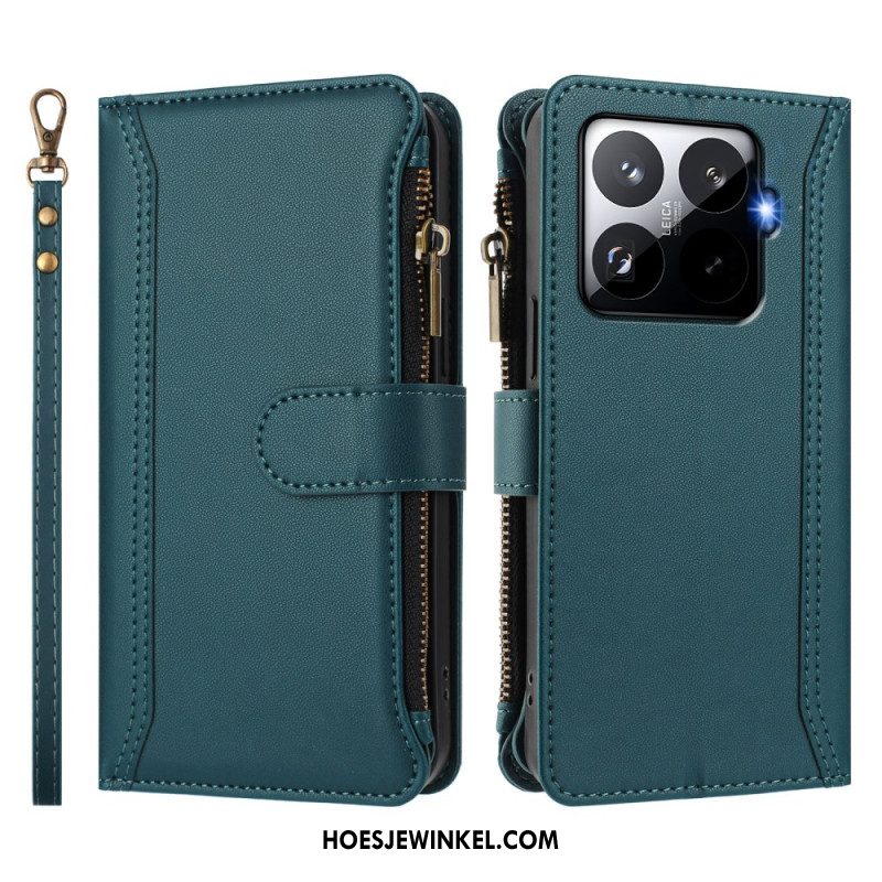 Leren Hoesje Xiaomi 15t Pro Portemonnee Met Bandje