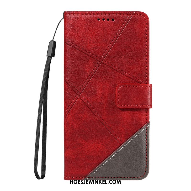 Leren Hoesje Xiaomi 15t Pro Tweekleurig Geometrisch Patroon Bescherming Hoesje