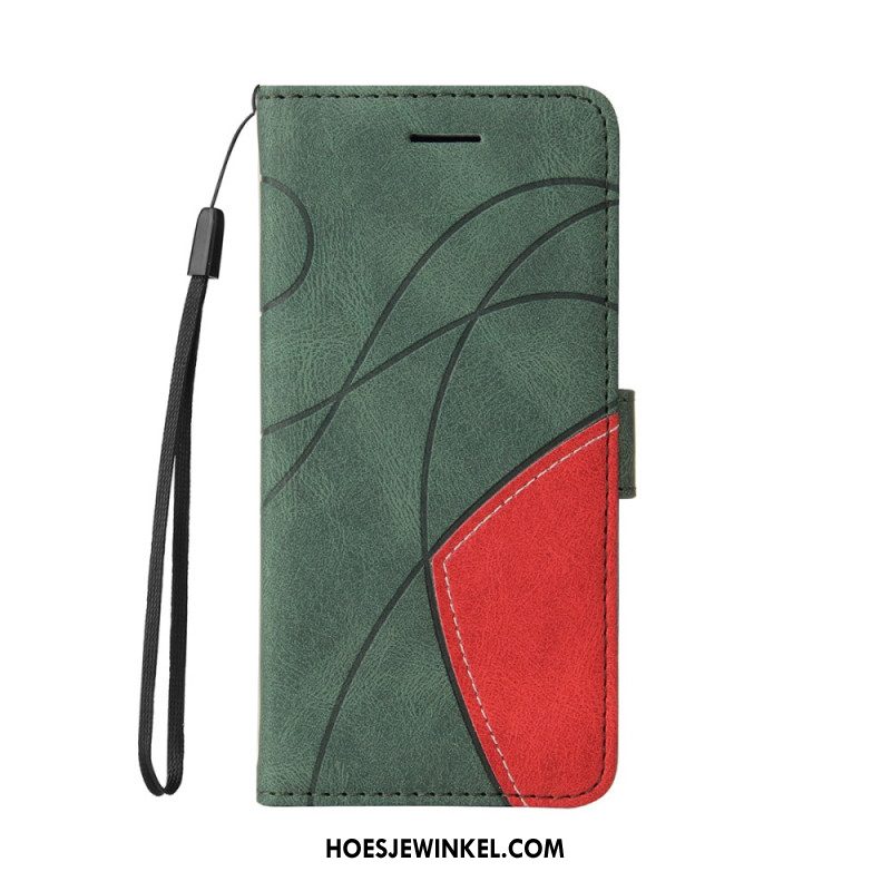 Leren Hoesje Xiaomi 15t Pro Tweekleurig Golvend Patroon Bescherming Hoesje