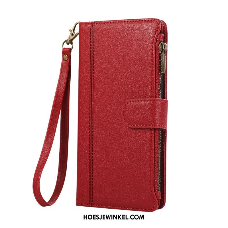 Leren Hoesje Xiaomi 17 Portemonnee Met Sierrand En Koord Bescherming Hoesje