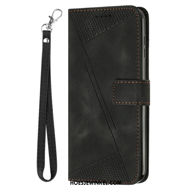 Leren Hoesje Xiaomi 17 Pro Driehoekig Patroon En Bandje