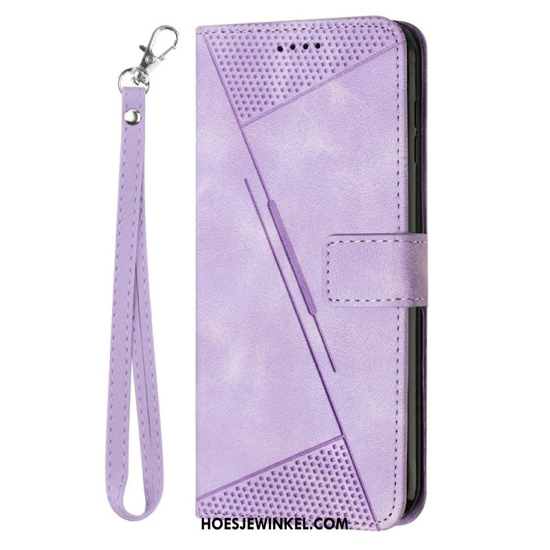 Leren Hoesje Xiaomi 17 Pro Driehoekig Patroon En Bandje