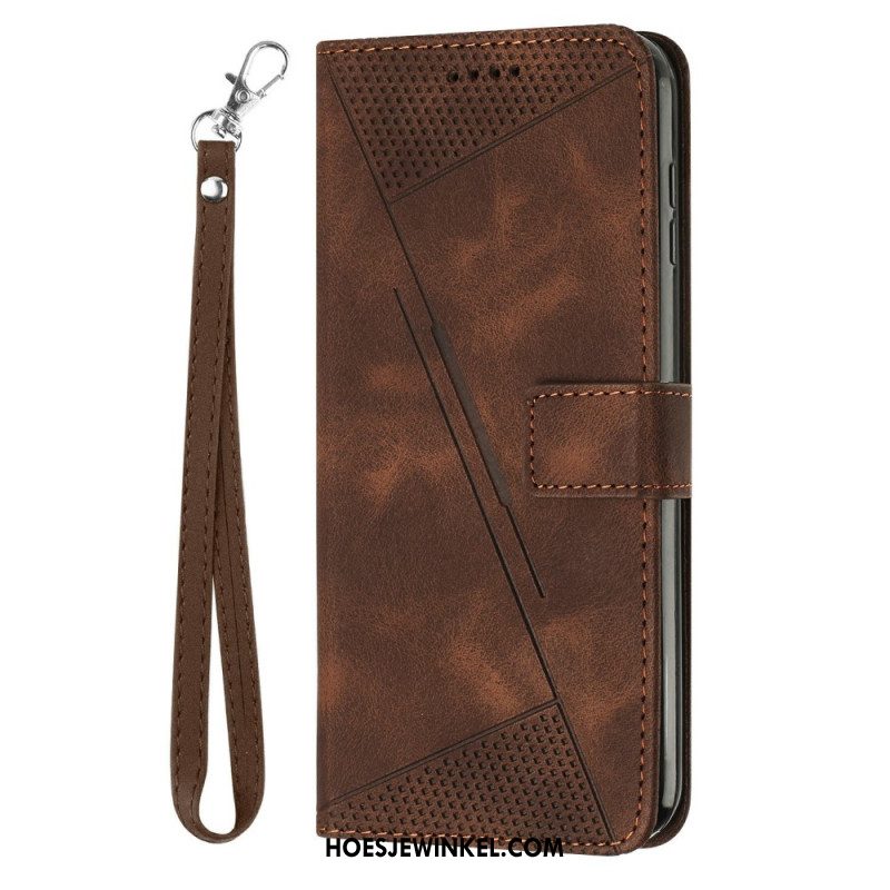 Leren Hoesje Xiaomi 17 Pro Driehoekig Patroon En Bandje