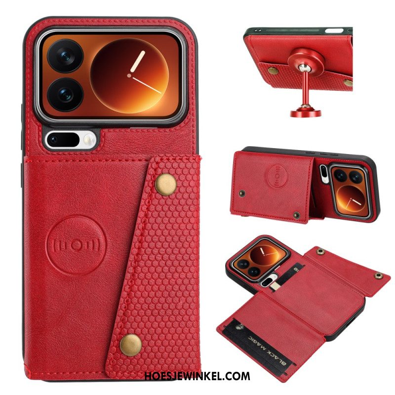 Leren Hoesje Xiaomi 17 Pro Kaarthouder En Standaard Bescherming Hoesje