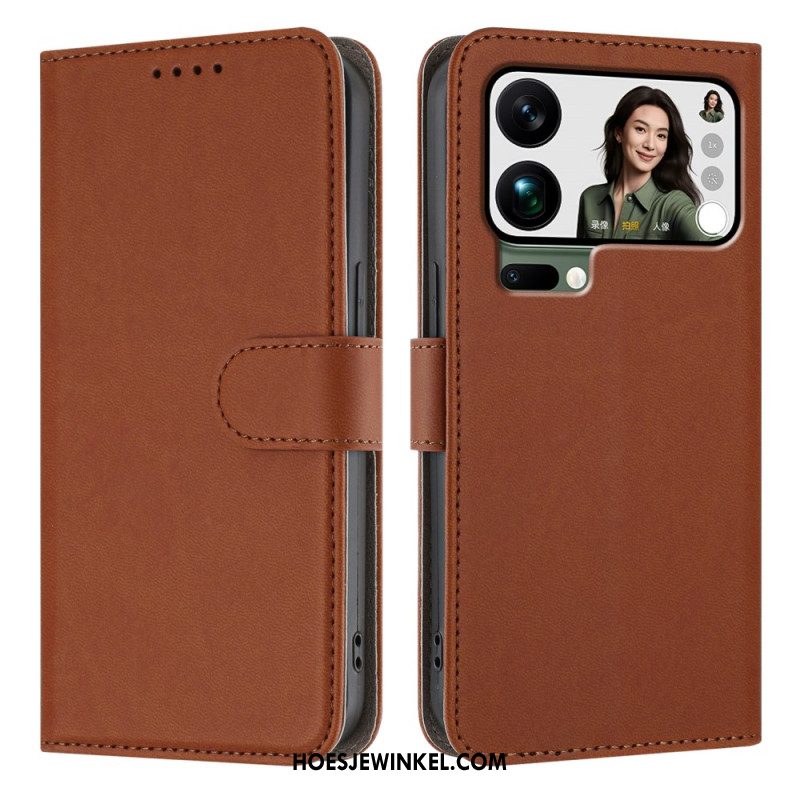 Leren Hoesje Xiaomi 17 Pro Max Effen Kunstleer Bescherming Hoesje