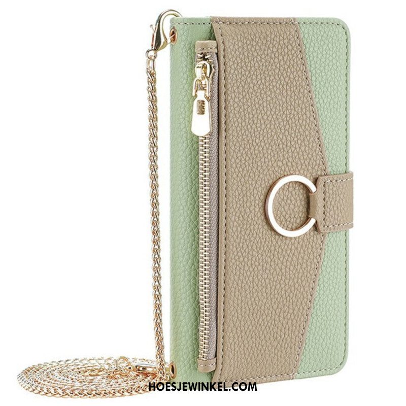 Leren Hoesje Xiaomi 17 Pro Max Spiegel En Schouderband Met Ketting Bescherming Hoesje