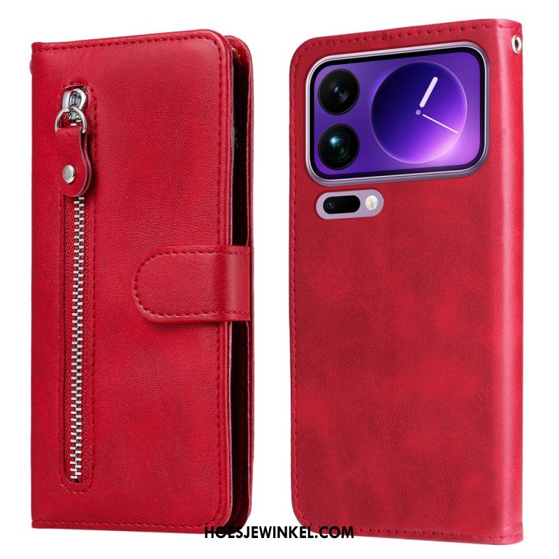 Leren Hoesje Xiaomi 17 Pro Max Vakje Met Rits Bescherming Hoesje