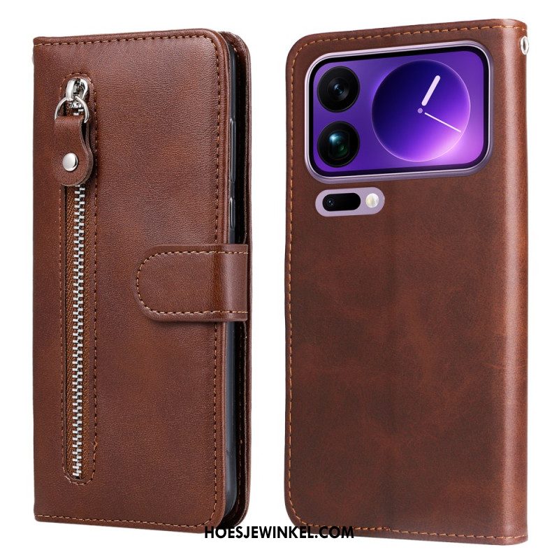 Leren Hoesje Xiaomi 17 Pro Max Vakje Met Rits Bescherming Hoesje