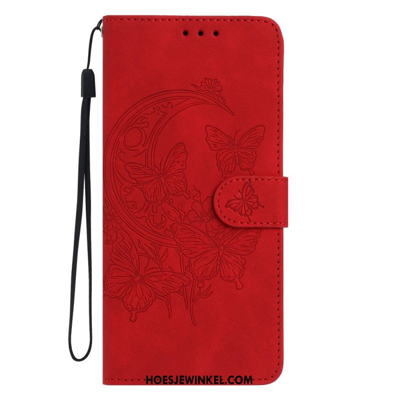 Leren Hoesje Xiaomi 17 Vlindervlucht Suède-effect Bescherming Hoesje