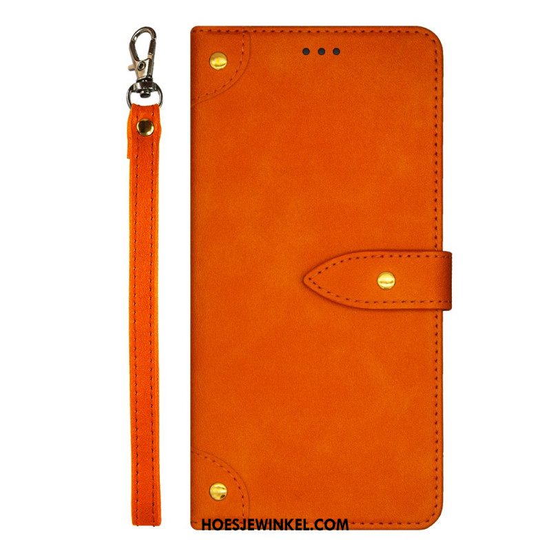 Leren Hoesje Xiaomi Redmi Note 13 Pro 4g Decoratieve Klinknagel Idewei Bescherming Hoesje