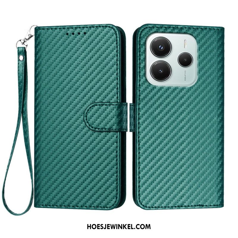 Leren Hoesje Xiaomi Redmi Note 14 4g Koolstofvezel Bescherming Hoesje