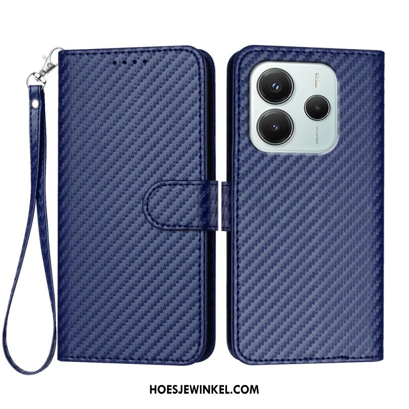 Leren Hoesje Xiaomi Redmi Note 14 4g Koolstofvezel Bescherming Hoesje