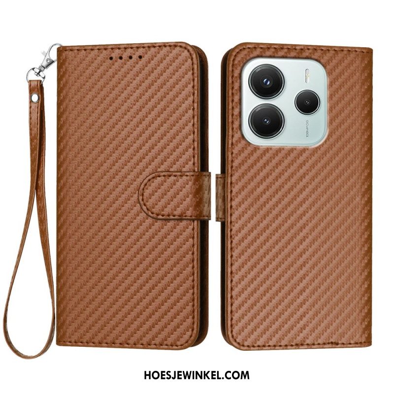 Leren Hoesje Xiaomi Redmi Note 14 4g Koolstofvezel Bescherming Hoesje