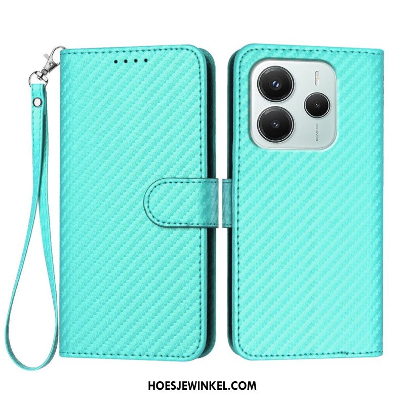 Leren Hoesje Xiaomi Redmi Note 14 4g Koolstofvezel Bescherming Hoesje