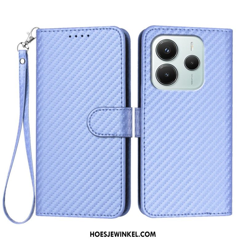 Leren Hoesje Xiaomi Redmi Note 14 4g Koolstofvezel Bescherming Hoesje