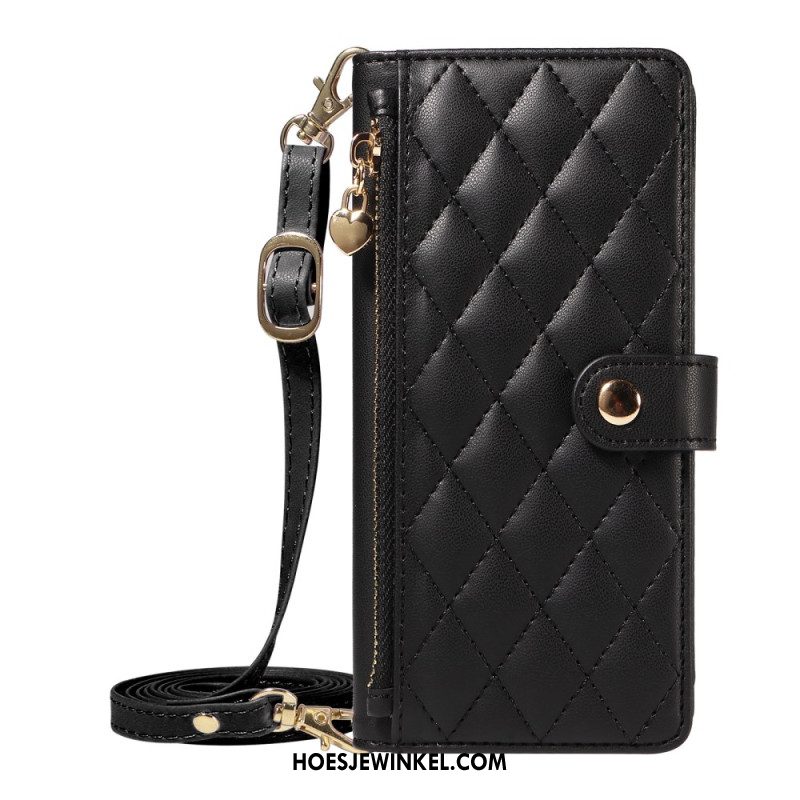 Leren Hoesje Xiaomi Redmi Note 14 5g Gewatteerd Met Bandjes Bescherming Hoesje