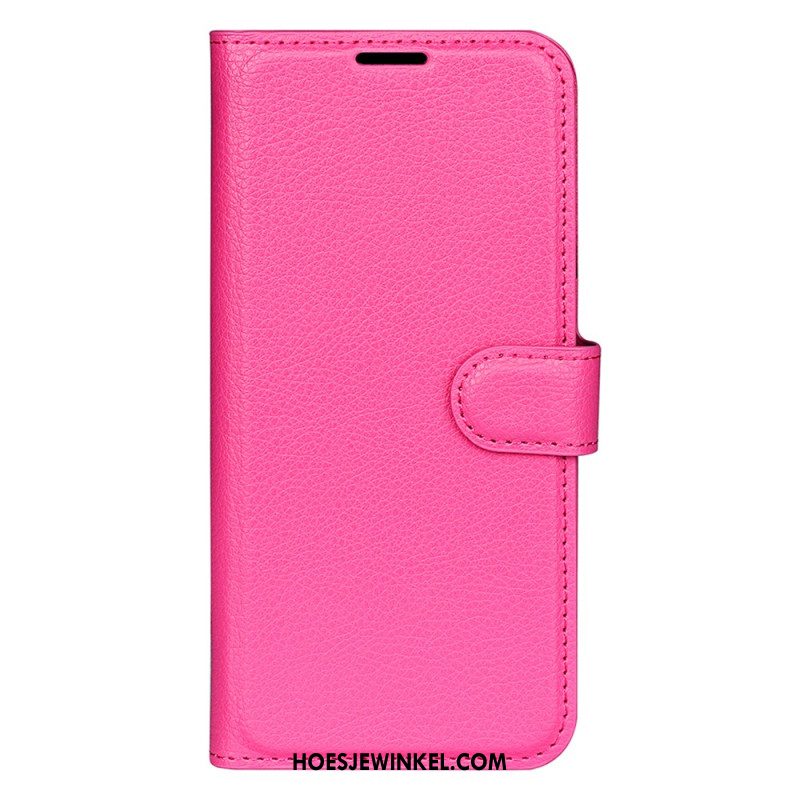 Leren Hoesje Xiaomi Redmi Note 14 5g Klassiek Lychee Kunstleer Bescherming Hoesje