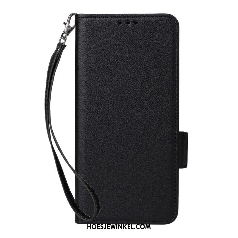 Leren Hoesje Xiaomi Redmi Note 14 5g Lychee Textuur Met Bandje Bescherming Hoesje