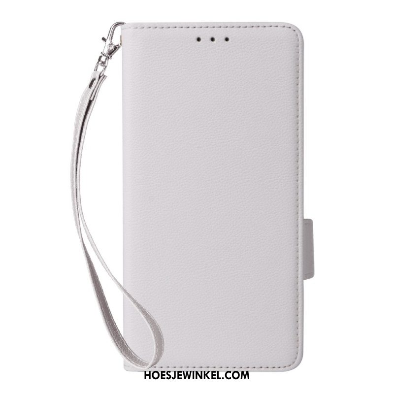 Leren Hoesje Xiaomi Redmi Note 14 5g Lychee Textuur Met Bandje Bescherming Hoesje