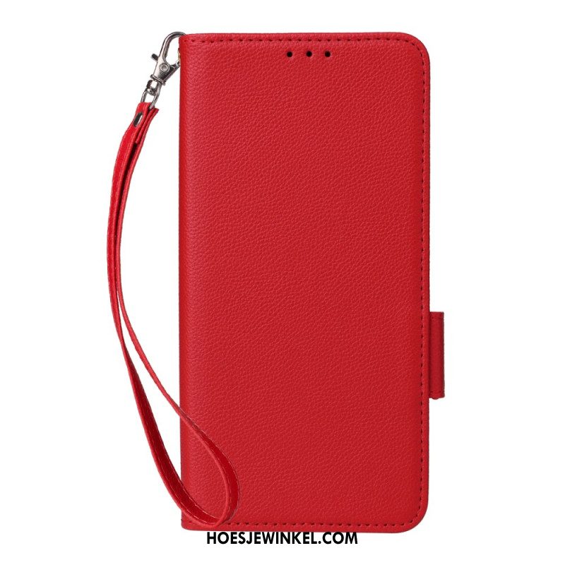 Leren Hoesje Xiaomi Redmi Note 14 5g Lychee Textuur Met Bandje Bescherming Hoesje