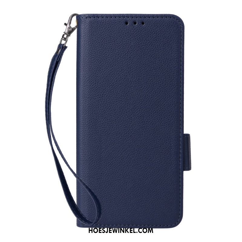 Leren Hoesje Xiaomi Redmi Note 14 5g Lychee Textuur Met Bandje Bescherming Hoesje