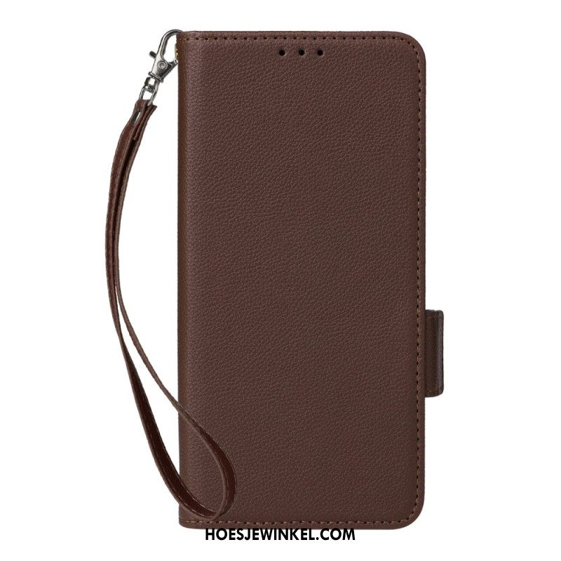 Leren Hoesje Xiaomi Redmi Note 14 5g Lychee Textuur Met Bandje Bescherming Hoesje