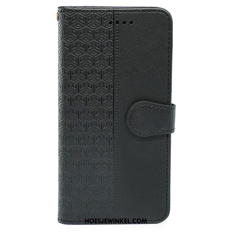 Leren Hoesje Xiaomi Redmi Note 14 Pro 4g Kubusrand En Bandje Bescherming Hoesje