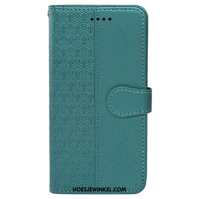 Leren Hoesje Xiaomi Redmi Note 14 Pro 4g Kubusrand En Bandje Bescherming Hoesje