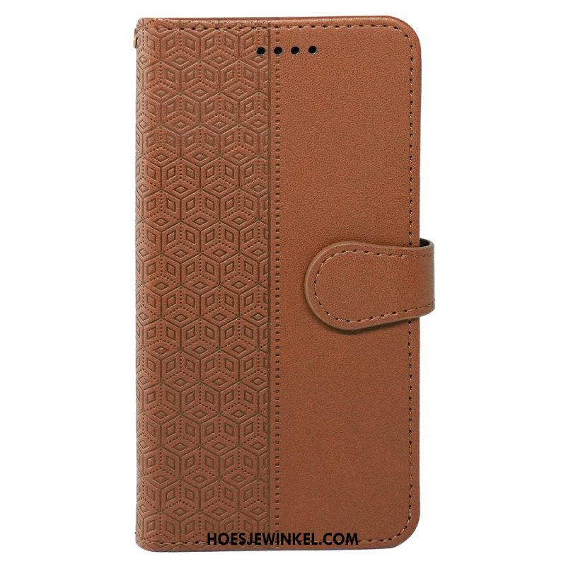 Leren Hoesje Xiaomi Redmi Note 14 Pro 4g Kubusrand En Bandje Bescherming Hoesje