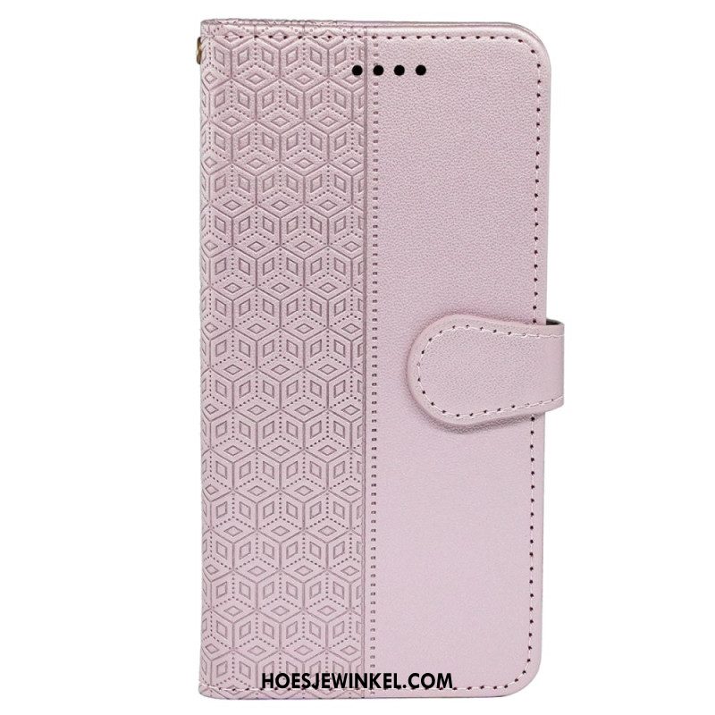 Leren Hoesje Xiaomi Redmi Note 14 Pro 4g Kubusrand En Bandje Bescherming Hoesje