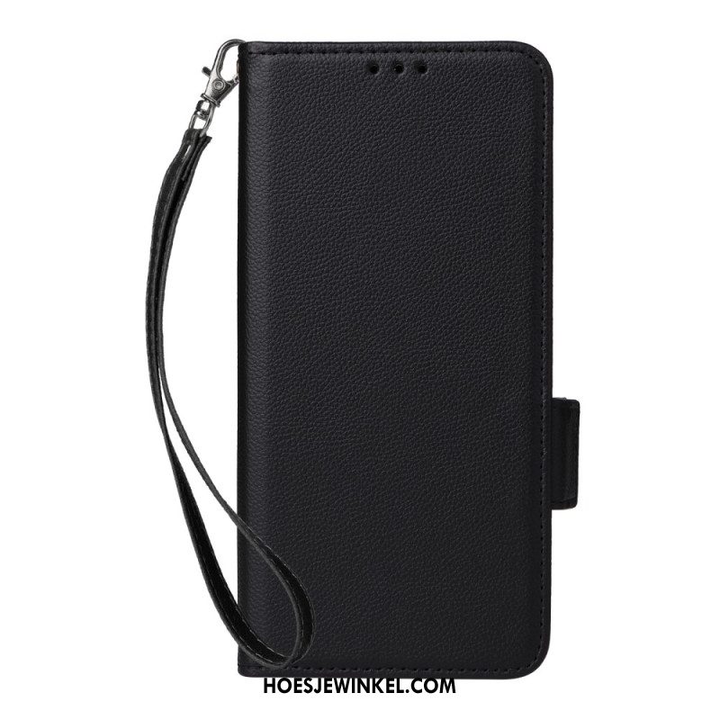 Leren Hoesje Xiaomi Redmi Note 14 Pro 4g Lychee Kunstleren Bandje Bescherming Hoesje